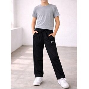 Nike Boys Black Dri-FIT Tapered Training Athletic Joggers Size L